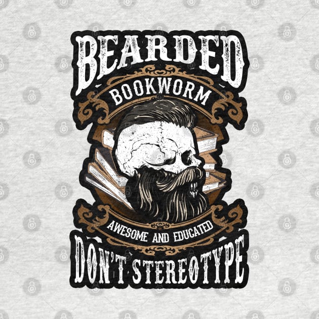 Bearded Bookworm Funny For Bearded Men by KsuAnn